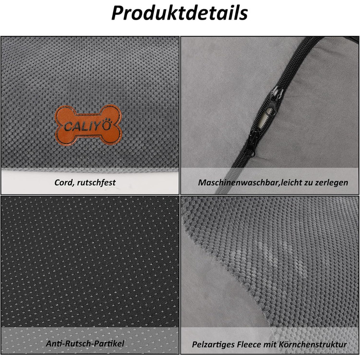 Сходинки для собак Caliyo, 3 сходинки, для маленьких собак, з високощільним губчастим матеріалом, знімний, washable cover, неслизьке дно (60 x 40 x 40 см, сірий)