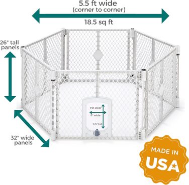 Laufstall для собак North States MYPET Petyard, 6 панелей, 66 см, для дому та вулиці, сірий