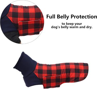 Теплий водонепроникний зимовий одяг для собак, теді для такс, M, в клітинку, червоний