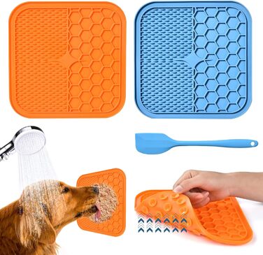 Силіконовий лизун для собак та котів AiQInu, 2 шт. з лопаткою, повільний годівник, для грумінгу та догляду за кігтями