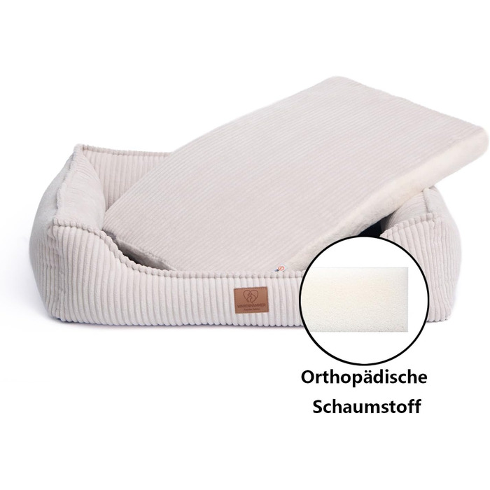 Ортопедичне собаче ліжко з корду, миється, з водонепроникним внутрішнім чохлом, для великих та середніх собак, бежеве (L)