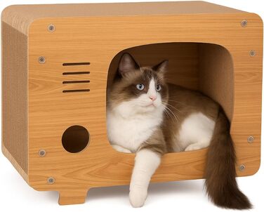 Petsona Кігтеточка для котів з натурального картону - ігровий майданчик, килимок, іграшка для самостійних розваг, 45x38x24,5 см