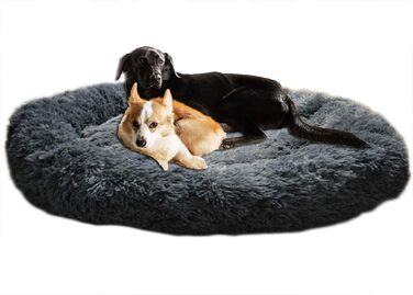 Ортопедичне ліжко для собак XXL: м'яке, овальне, з ефектом пам'яті, для великих собак (лабрадорів), антистрес, миється, сірий