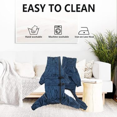 MOREZI Дощовик для собак з високим коміром, водонепроникний комплект дощовиків з світловідбиваючими смугами та блискавками, підходить для всіх порід собак - L (довжина спини: 42-45 см) (X-Large (довжина спини: 46-49 см), темно-синій)