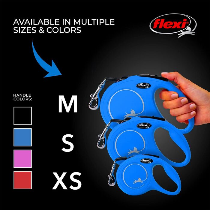 Рулетка для собак FLEXI Klassische, 4.8 м, розмір M, блакитна, до 20 кг