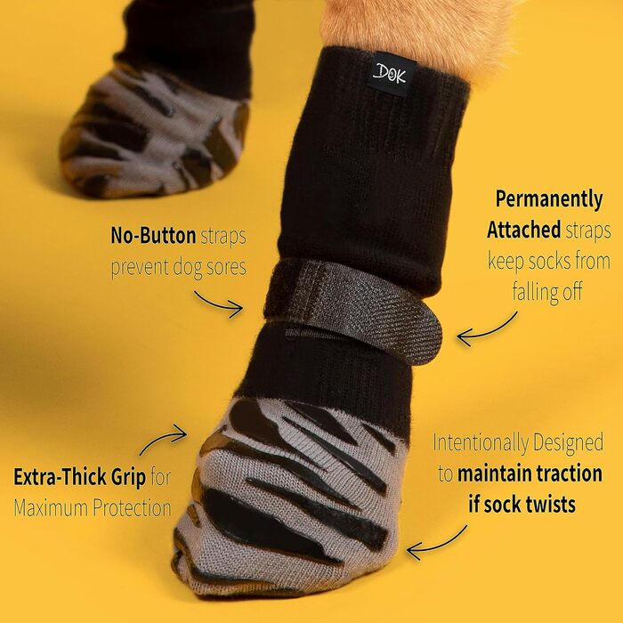 Преміальні нековзкі шкарпетки для собак DOK TigerToes XXL, захист лап, товстий протектор для дерев'яної підлоги