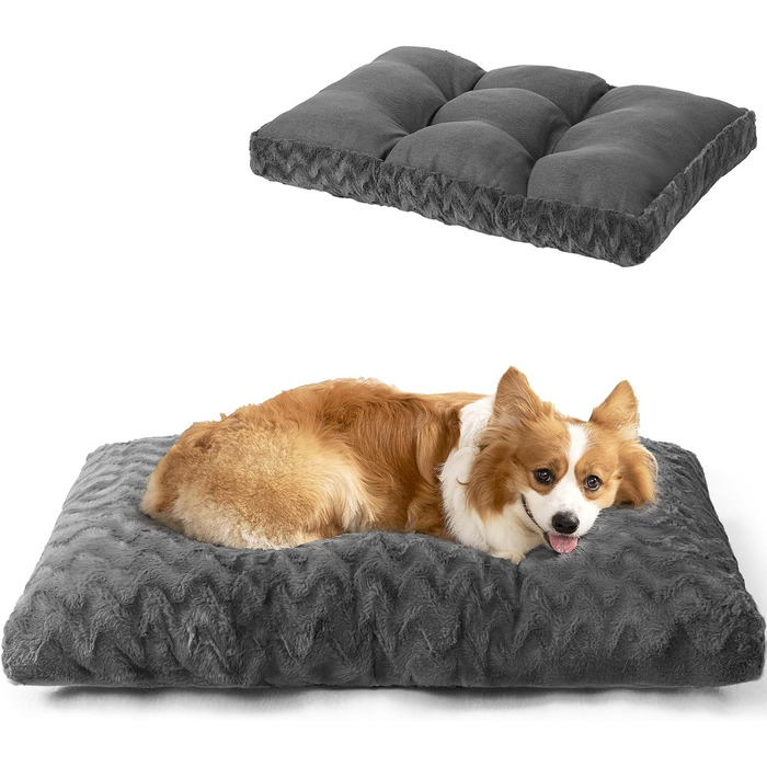 Килимок для собак великих порід EHEYCIGA, 104x68 см, XL, штучне хутро та льон, темний сірий, для собак