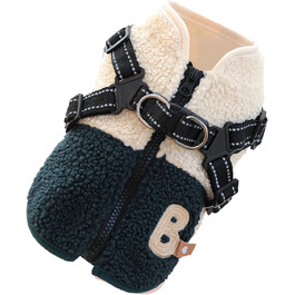 Теплий зимовий нашийник для собак з флісовою підкладкою - нашийник для цуценят з отвором для шлейки - для маленьких та середніх собак, осінь, прогулянки, зелено-білий