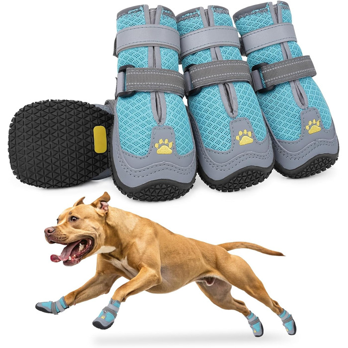 Зручні собачі черевики LUCKYPAW з дихаючої сітки для захисту лап влітку та взимку. Антиковзкі, з відбиваючими елементами, для прогулянок, хандрингу та активного відпочинку на вулиці.