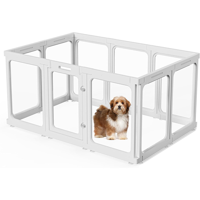 Кія для цуценят SISKEYCOOC 60 см з акрилового пластику, прозорий, з дверцятами, для собак середніх та маленьких порід, легкий у догляді, для дому, 10 шт. Білий, 9+1, висота 60 см