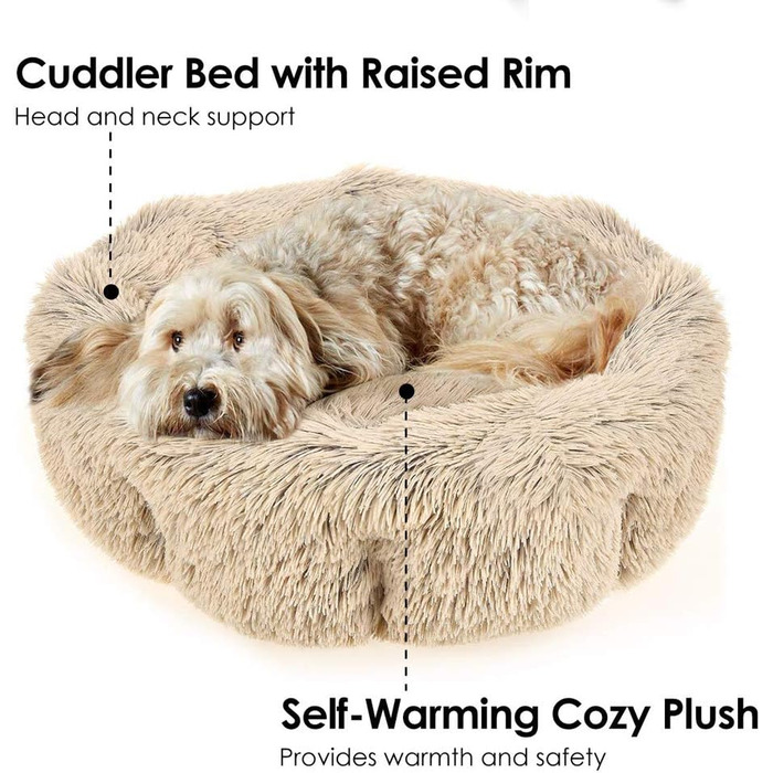 Преміум лежанка для собак, кошик для собак, ортопедична лежанка-гніздо Donut, 50 см. Підходить для собак та котів маленьких, середніх, великих та гігантських порід.