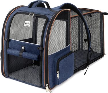 Рюкзак для кота Lekebobor XL, розширюваний, для подорожей, до 8,2 кг, блакитний