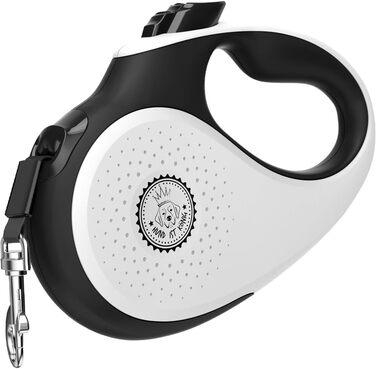 Витяжна повідка для собак HUND IST KÖNIG 8м для малих та великих собак | Міцна витяжна повідка до 50кг | Зручна ручка, преміум-якість | Білий/Чорний