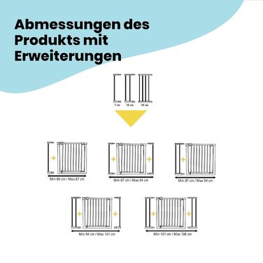 Захисні ворота для сходів Safety 1st Easy Close, без свердління, 73-80 см (розширюються до 136 см), автоматичне закриття, двостороння фіксація, білий/чорний колір