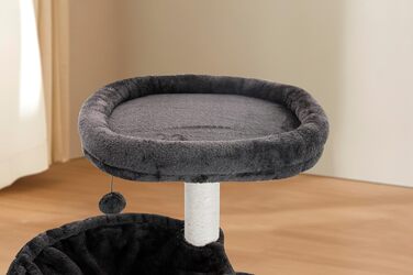 YUNIQUE Когтеточка з котячим будиночком і великою гамаком, темно-сіра