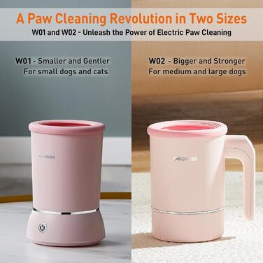 Автоматичний мийка лап для собак великих порід DOGNESS, мийка лап з силікону, Type-C, USB швидка зарядка, 360° мийка лап для собак (Рожевий)