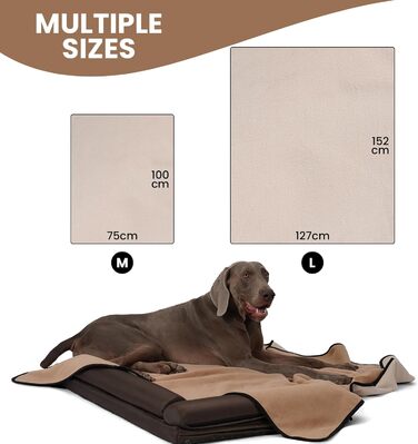 Водонепроникний коврик для собак PETTOM 152x127 см, м'який коврик для великих та маленьких собак, захисний коврик для дивана, ліжка, автокрісла, меблів - прання до 30°C (L, пісочний)