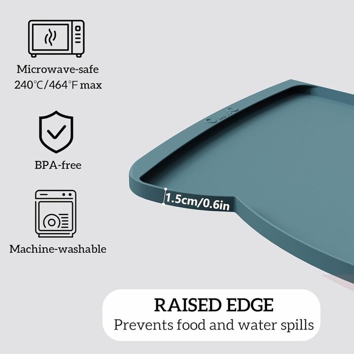 Підкладка під миску для собак та котів OHMO, 60x38 см, силіконова, неслизька, водовідштовхувальна, блакитна