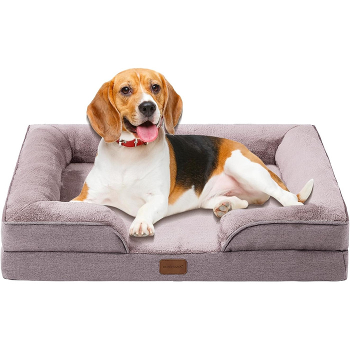 Ортопедичне ліжко для собак маленьких порід 75x60x19,8 см, з високощільним губчатим наповнювачем, для здорових суглобів, знімний водонепроникний чохол, зручне, неслизьке, хакі