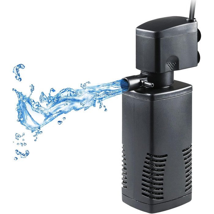 Акваріумний фільтр-насос для акваріумів 55-150 літрів. Внутрішній фільтр з біо-губкою, 600 л/год, для прісної та морської води. Помпа для акваріума, ставка, струмок. JP-022F