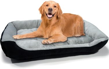 Лежанка для собак середнього розміру з високими бортиками та знімним чохлом, 80x60x15 см (Сірий)