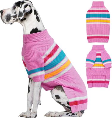 Рожевий пуловер для собак розмір 4XL (XXXXL) для великих порід: Доберман, Німецький дог. Теплий в'язаний пуловер для собак.