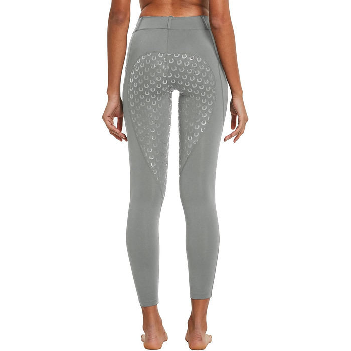 Легінси для верхової їзди FitsT4 для жінок, сірі, з силіконовою підкладкою, кишенею для телефону та петлями для ременя (розмір M)