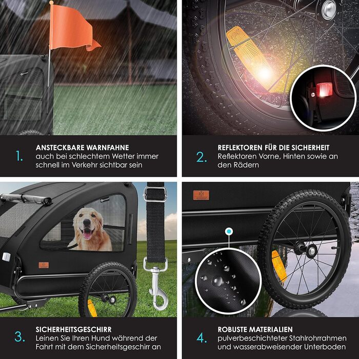 KESSER® Будиночок-перевозка для собак Боксер 2-в-1, великий (250л), чорний. З прапорцем та сумкою, 600D Oxford Canvas, складна конструкція SmartSpace