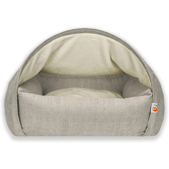 Крісло-печера для собак та котів Sleepy Fox® Premium - Крісло-гніздо, кремове жакардове покриття, розмір Small (65x55x40 см)