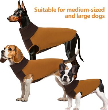 Пуловер для великих собак з флісу, ультра м'який, без рукавів, колір коричневий, обхват грудей 48 см