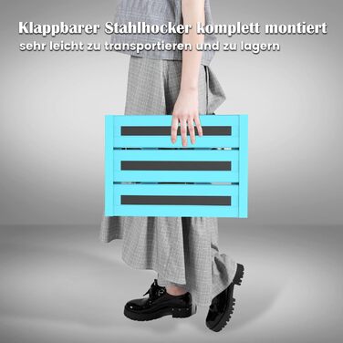 Алюмінієва розкладна сходинка-підставка, 300 кг, 3 сходинки, регульована висота, широка антиковзна поверхня, для автодому, саду та сходинок для собак, легка та складна (Блакитна)