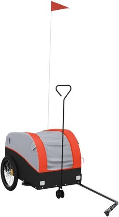 Причіп для велосипеда, переноска для собак, транспортний причіп чорно-помаранчевий, 30 кг, сталь, для щоденного транспортування, універсальний, легко монтується