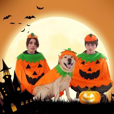 Костюм для собак та власників FLAdorepet на Геловін: сімейний комплект з капелюхом, костюм для собак та людей, гардероб для хатніх тварин та власників, гардероб для Геловіну, костюм для собак великих та гігантських порід (XXL)
