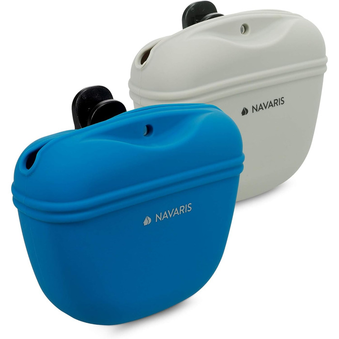 Набір з 2 силіконових мішечків для корму Navaris - 2 шт. для ласощів, сухого та вологого корму для собак, сірий & темно-синій