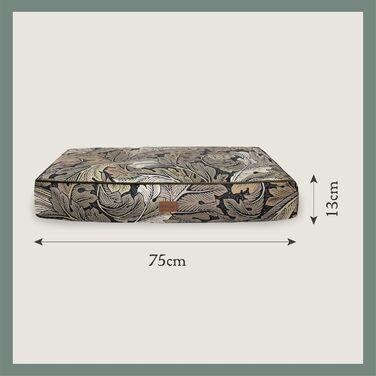 Матрац для собак Rosewood x Morris & Co. великого розміру, бордовий колір, товсте наповнення, неслизьке дно, можна прати, з принтом William Morris (Acanthus), середній розмір