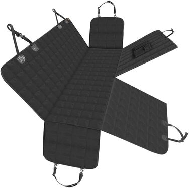 Накладка на сидіння для собак, гамак для заднього сидіння, водонепроникна, зносостійка, протиковзна, підходить для більшості авто, вантажівок, SUV, мініванів, ідеальна для великих та активних собак, Чорний, розмір 54'' x 58''