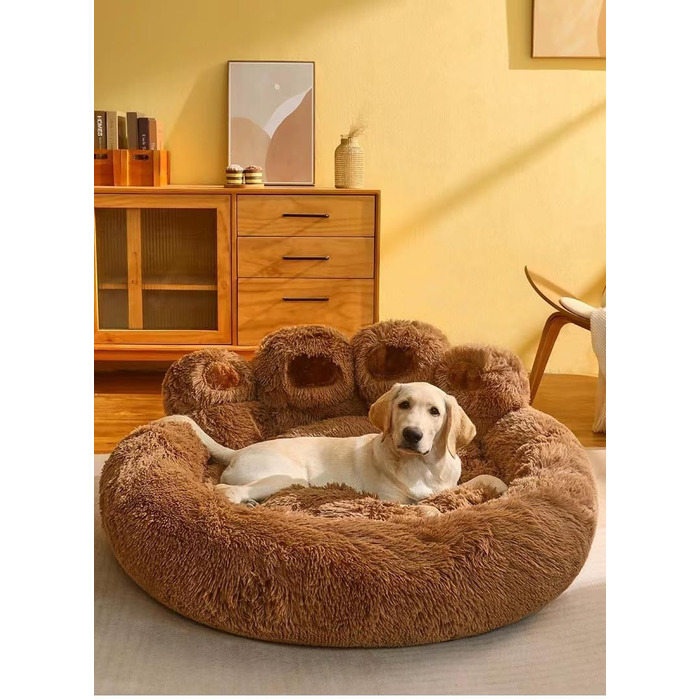 SWZEC Elegare Lidi - Велике лежанка для тварин у вигляді лап (S - 50 см, Коричневий)