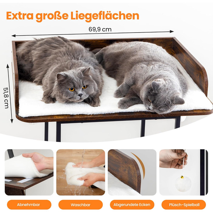 Комплекс для котів Kratzbaum XL 170 см: Дряпка-стовпчик, будиночок, платформа, гамак - Сірий котячий дерево для великих котів