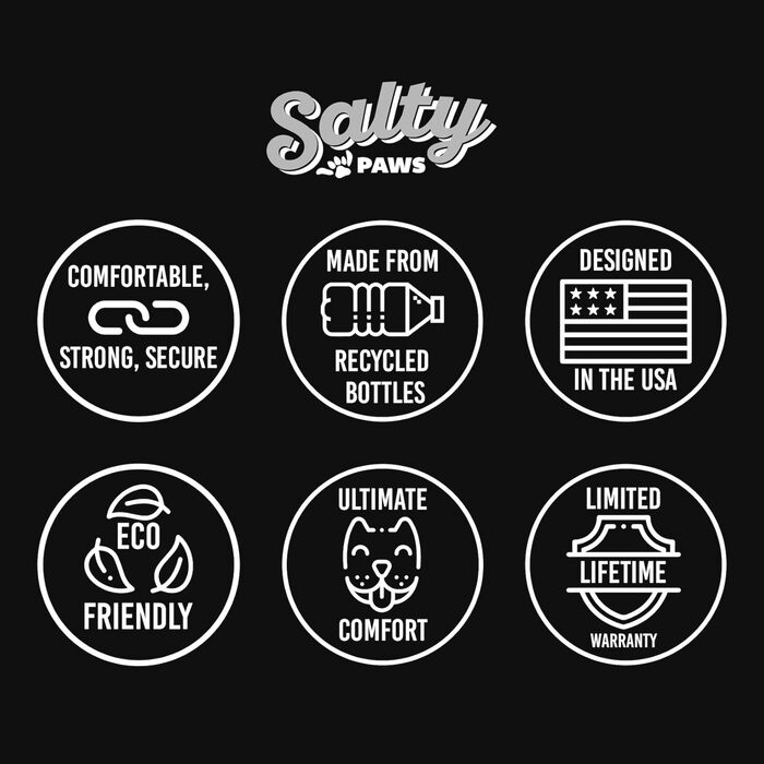 Собачий нашийник Salty Paws, тропічний, для пляжу та риболовлі, розмір M (35,6–50,8 см), для собак 11,3–22,7 кг, синій