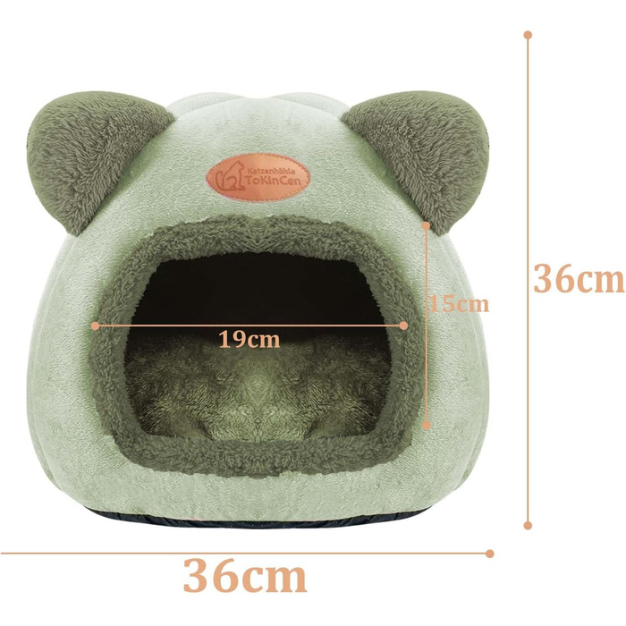 Кішка-будиночок: зручне ліжко-хатинка для котів середніх розмірів (зелене)
