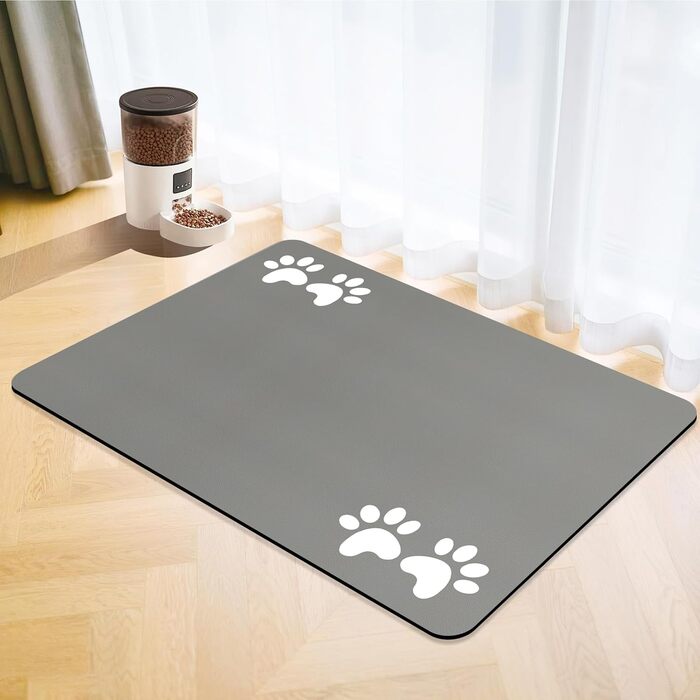 Килимок під миску для собак та котів, швидковисихаючий, абсорбуючий, водонепроникний, протиковзкий (сірий, 43x80 см)