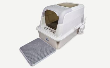 Petix закрита XXL туалет для котів з нержавіючої сталі, 61x40x44 см, легко миється, захист від протікань, для великих і кількох котів