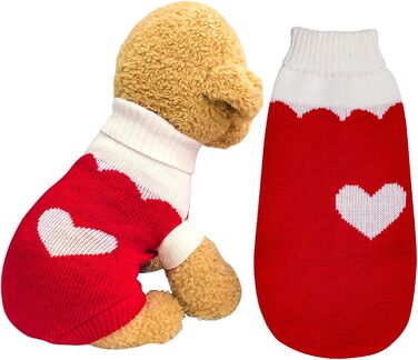 Пуловер для собак, рогатий, теплий, зимовий, для цуценят, на День святого Валентина, на Різдво, для котів та собак, розмір S (Small)