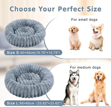 М'яке лежанка для собак та котів Qoosea, донат з підтримкою шиї, 40 см, сірий