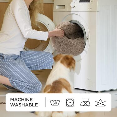 Кругле ліжко для котів BEDSURE Ø 60 см, м'яке, плюшеве, для котів та маленьких собак, 60x60x14 см