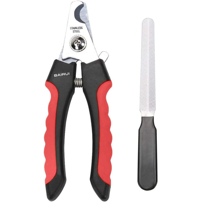 Професійний кусачки для нігтів собак та котів BAIRUI з пилочкою (червоний)