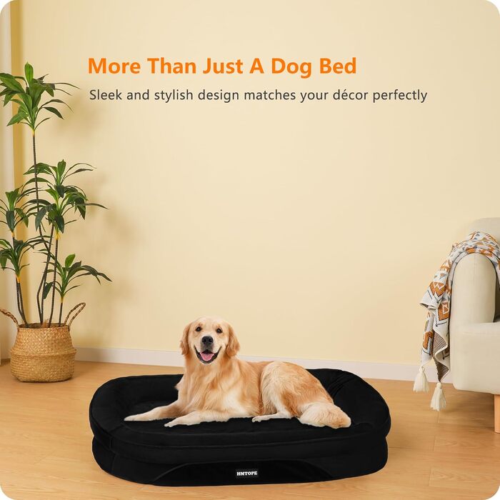 Ортопедичне ліжко для собак, диван-лежанка з валиком для шиї, кошик для собак з неслизьким дном, знімний та пральний, середні та великі породи, 106 x 79 x 17 см, оливковий колір