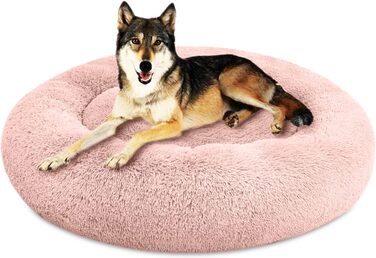 Кругла лежанка для собак Savfox з штучним хутром, рожева, XS-XXL, 110*110 см