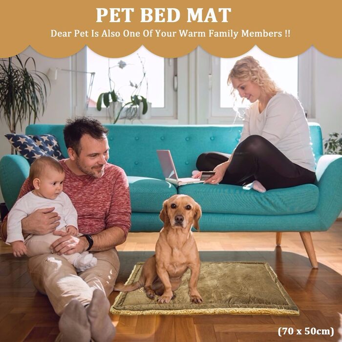 Килимок для собак у подорожі, м'яке складне ліжко для собак, килимок для переноски, плюшевий коврик для собак і котів, 70 x 50 см, коричневий