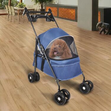 Дитяча візок для тварин, складаний бугі для собак/кішок, 4 колеса, сірий, 50 x 70 x 95 см